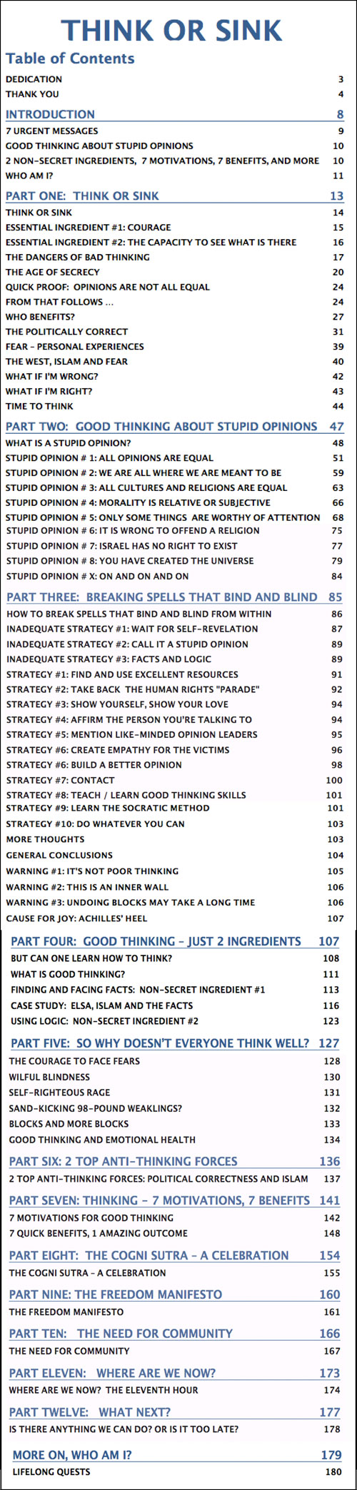 Think or Sink - table of contents